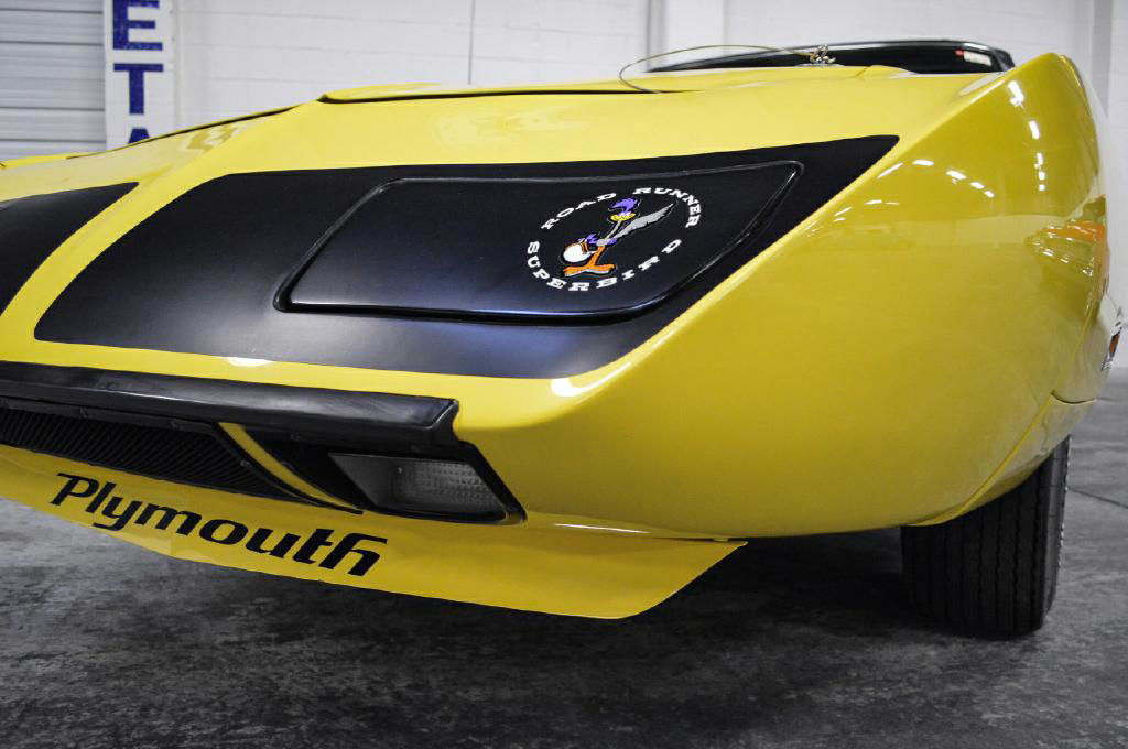 Headlight details of a 1970 Plymouth Superbird at The Vault
